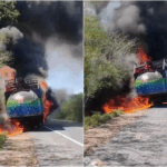 Trio elétrico de Durval Lelys pega fogo a caminho de Brasília