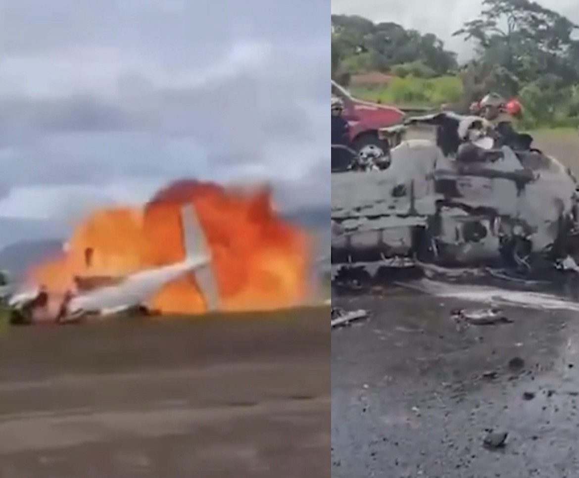 Avião cai e explode após decolagem na Venezuela