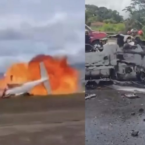 Avião cai e explode após decolagem na Venezuela