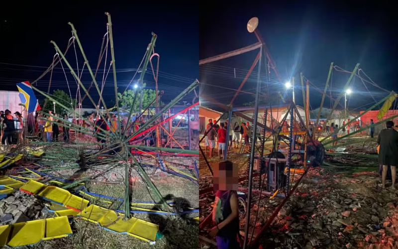 Brinquedo desaba em parque no Piauí e deixa seis crianças feridas durante festa junina