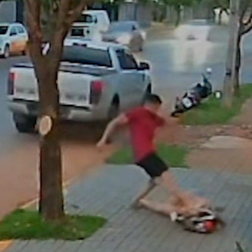 Vídeo: Empresário é flagrado agredindo mulher em via pública em Lucas do Rio Verde (MT)