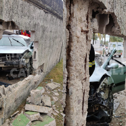 Motorista morre após colidir com poste e muro de condomínio em Parnamirim