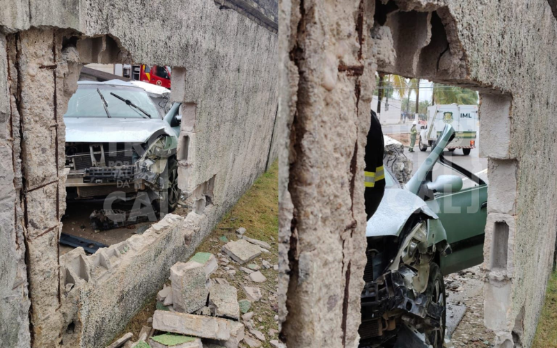 Motorista morre após colidir com poste e muro de condomínio em Parnamirim