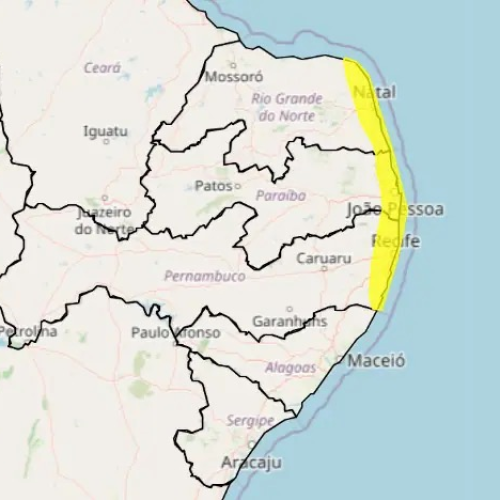 Inmet emite alerta de chuvas intensas e ventos fortes no litoral do RN