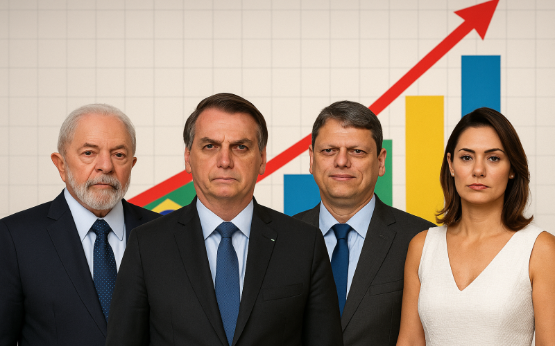 Pesquisa mostra Bolsonaro, Tarcísio e Michelle à frente de Lula na disputa presidencial de 2026