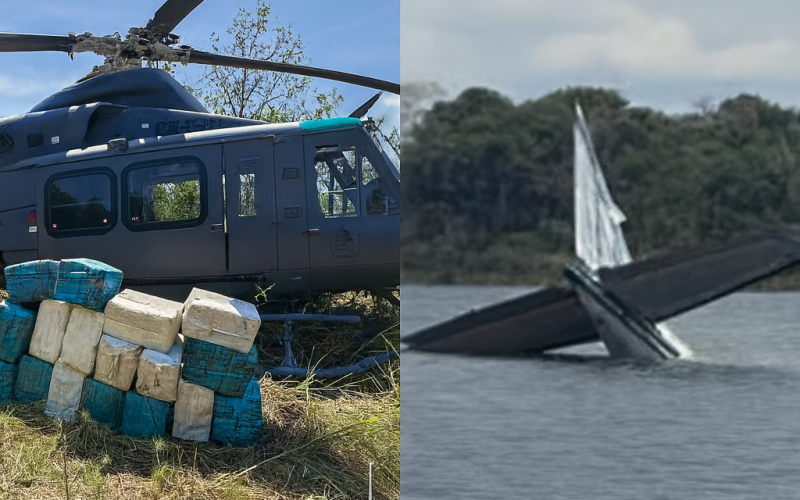 Avião vindo da Venezuela lança 380 kg de maconha em represa no Amazonas e é interceptado pela FAB