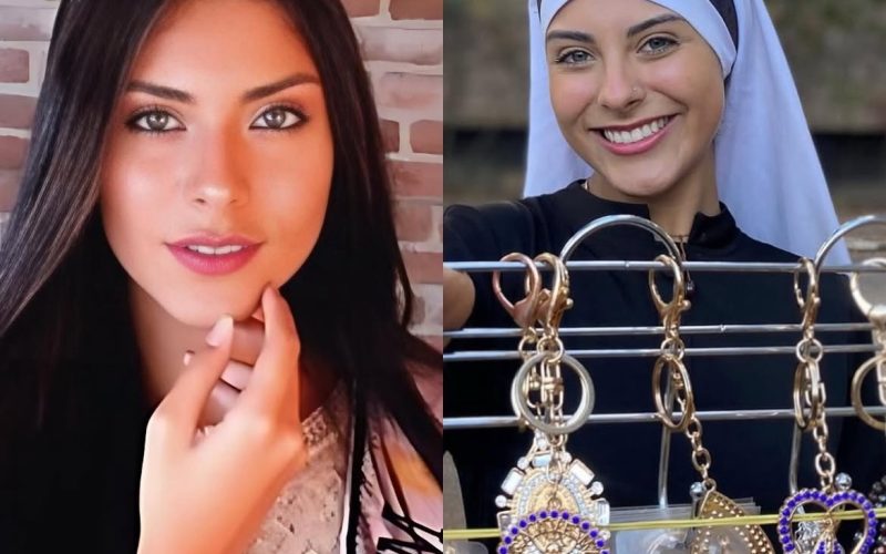 Quem é a Freira chama atenção nas redes sociais por sua beleza ao vender terços em bar de Goiânia